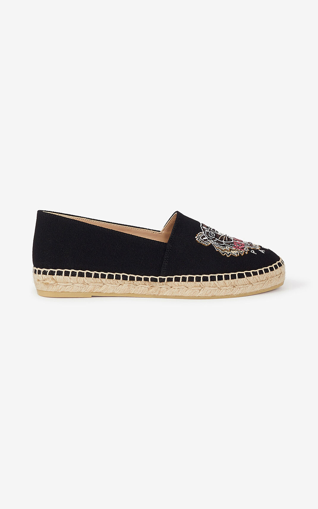 Espadrille Kenzo Tiger Toile Femme Noir | XQRO-02857